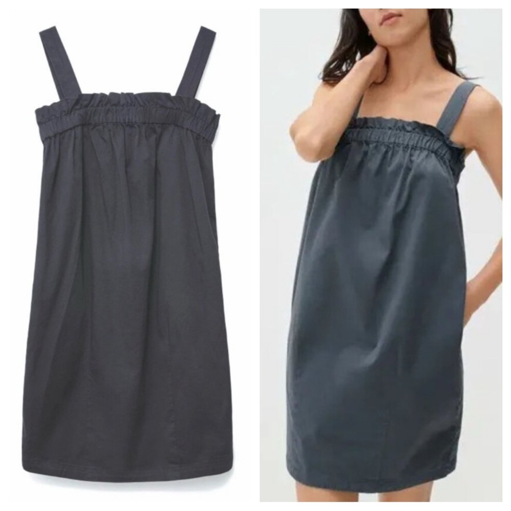 Everlane Dark Slate Paperbag Jumper Mini Dress Size Large 47800